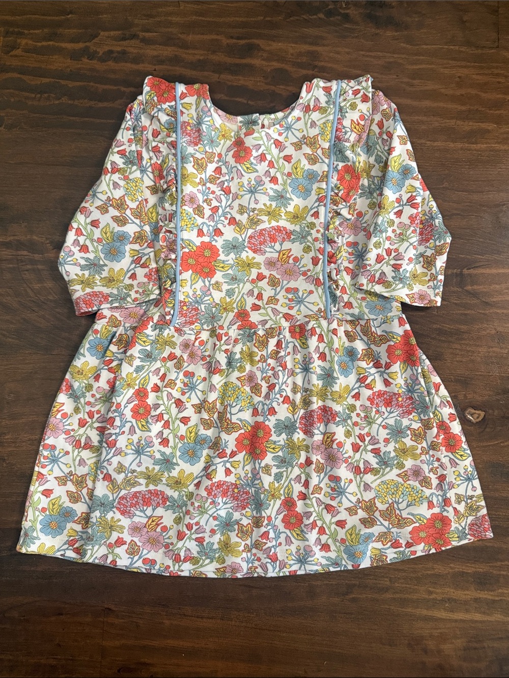 bella bliss Floral Dress in Coral, Blue & Yellow
